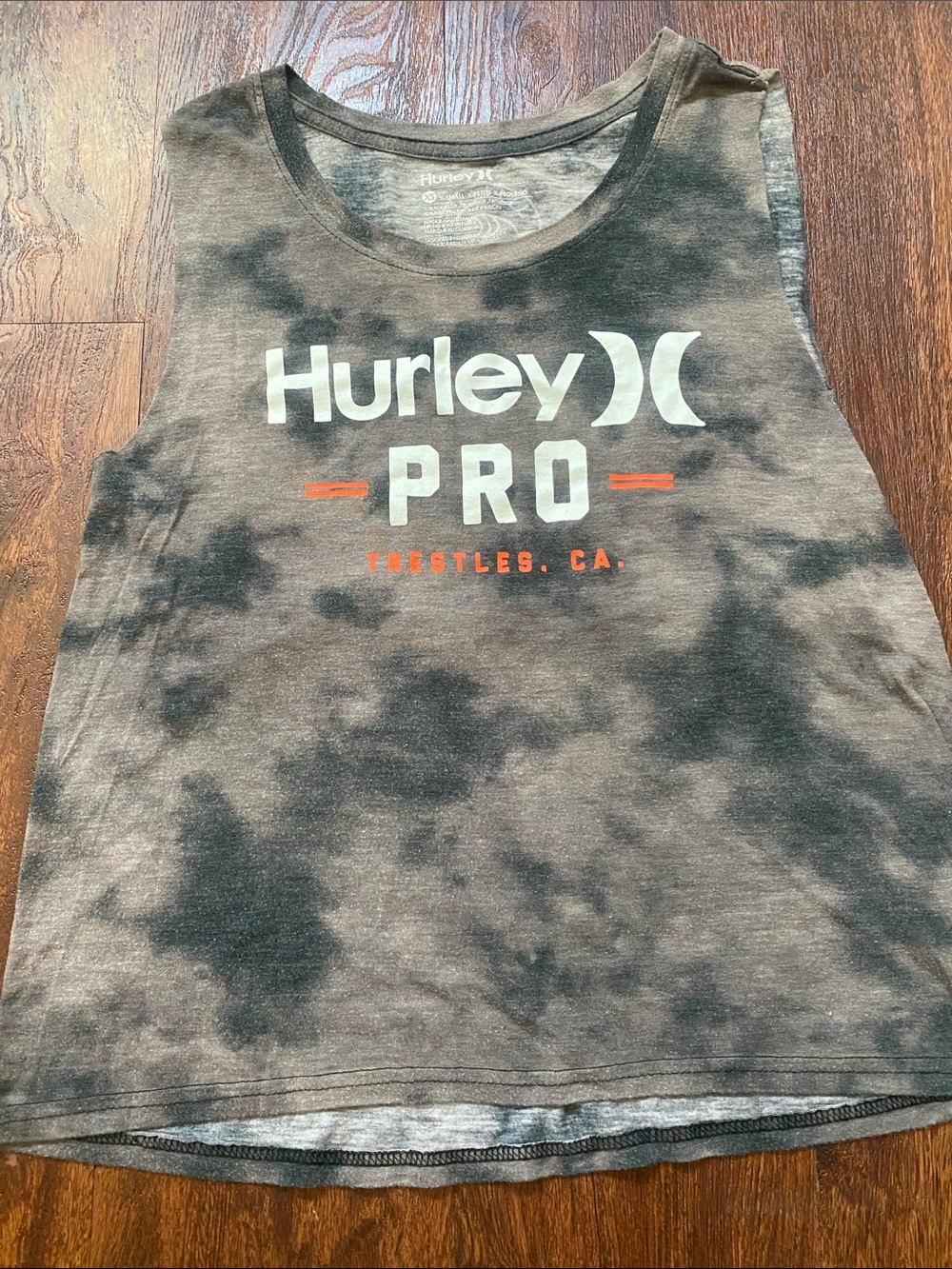 Hurley Black & Gray Tie-Dye Graphic Muscle Tank